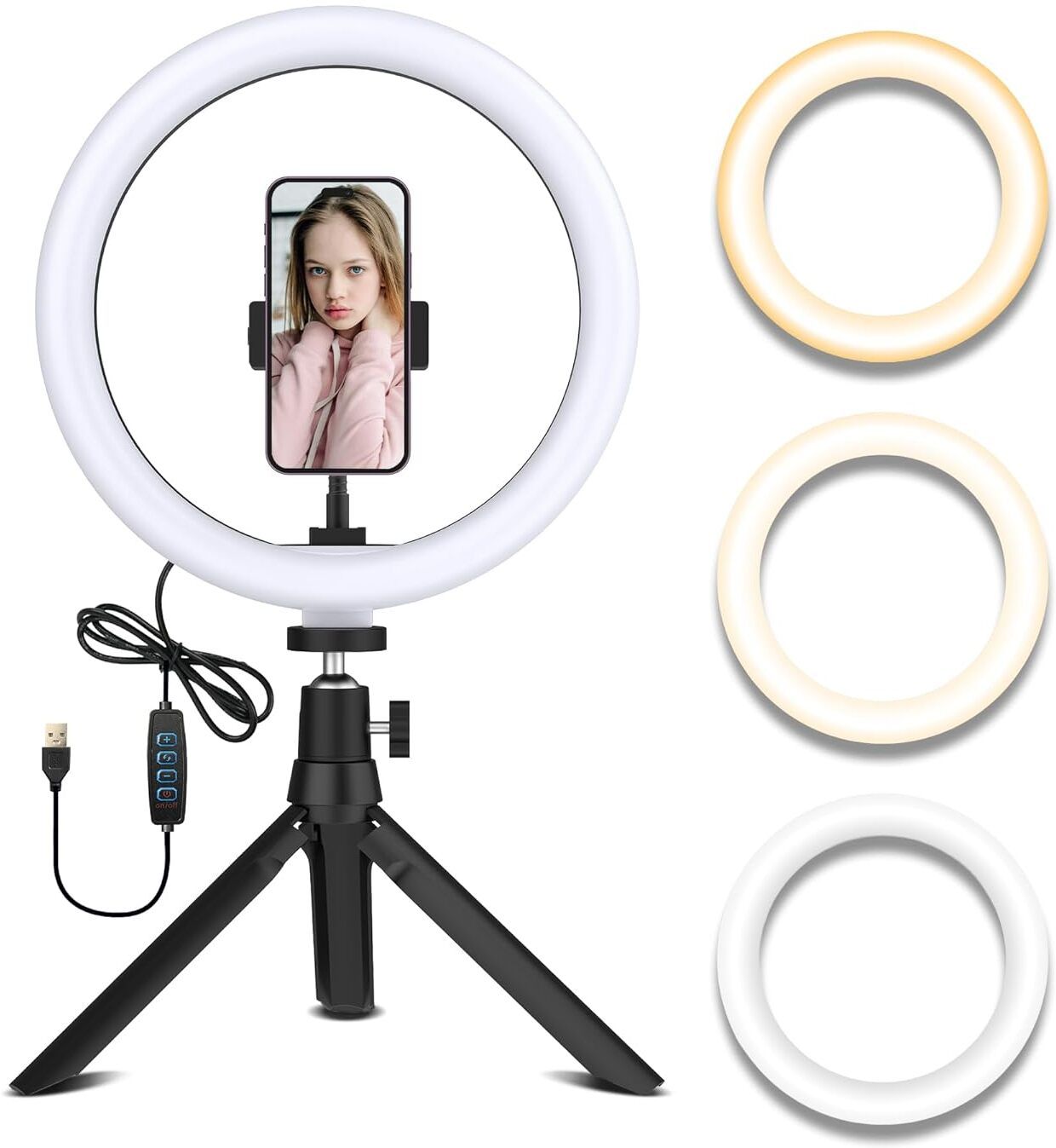 SHEETAL CREATIONS SC-RL-10IN-01 Ring Light with Tripod Stand 3 Color Modes Wide Flash Bracket-picture-22