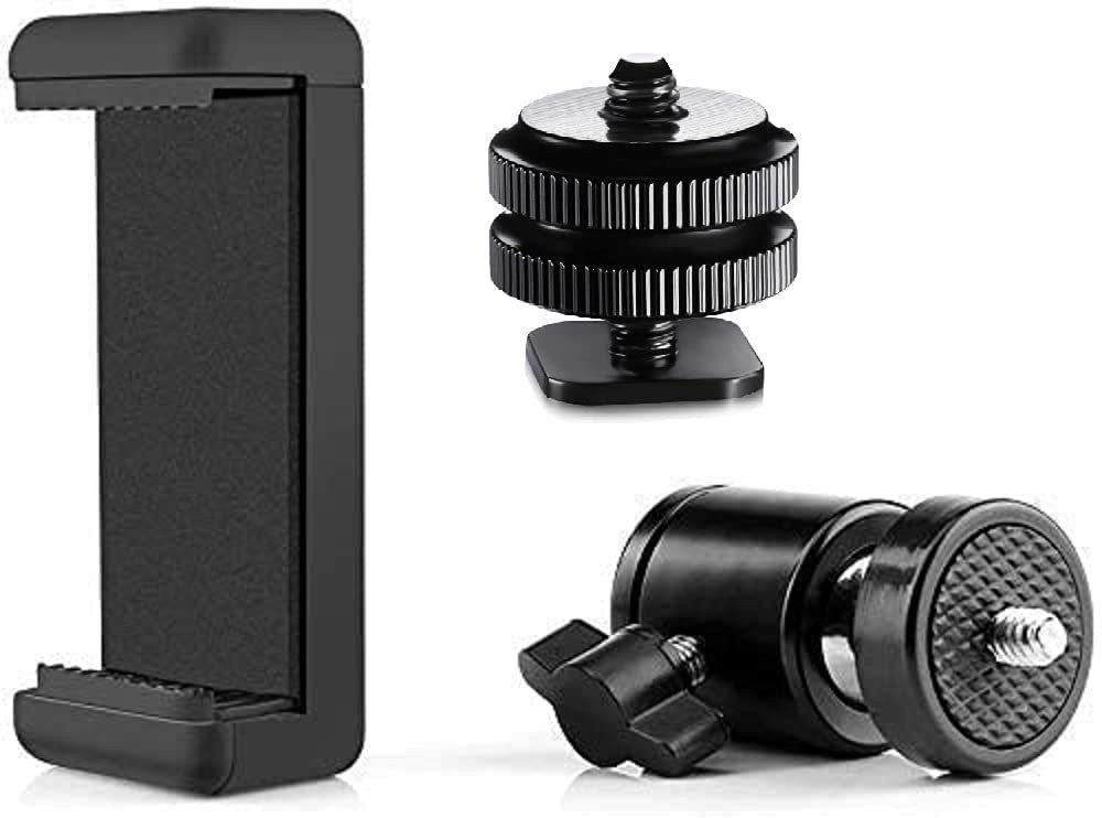 ZuriKrisha Ball Head with Phone Holder and Flash Hot Shoe Adapter Set for DLSR or Tripod Rotating Flash Bracket-picture-14