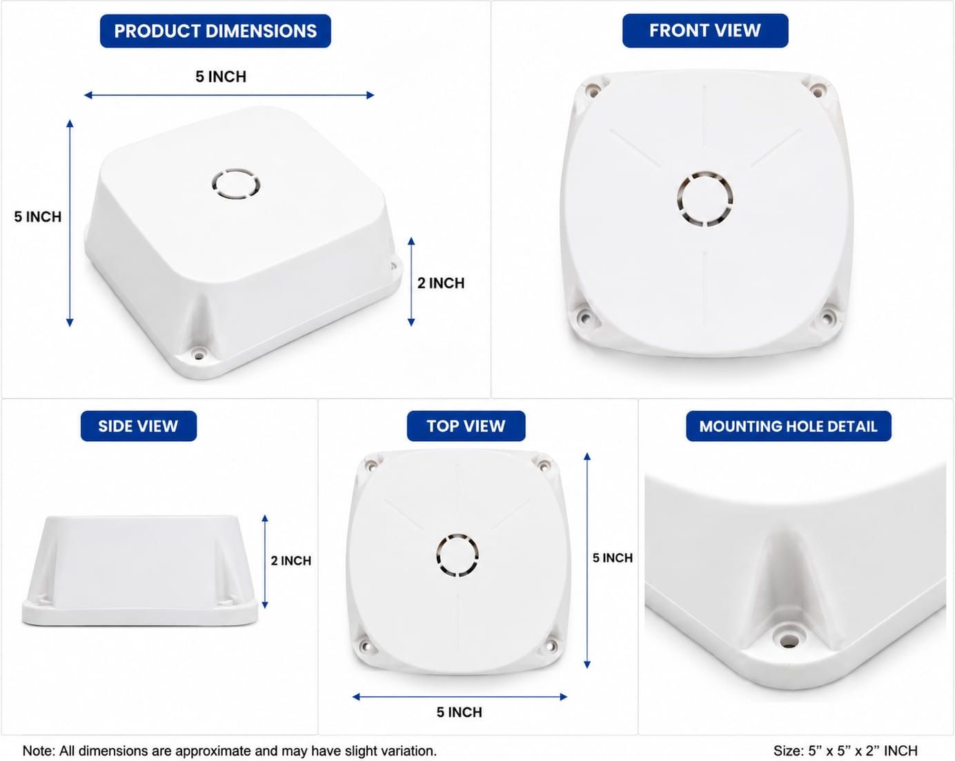 CH Enterprises 5x5 PVC Camera Housing Junction Box Pack of 6 | Indoor & Outdoor Use Camera Housing-picture-12
