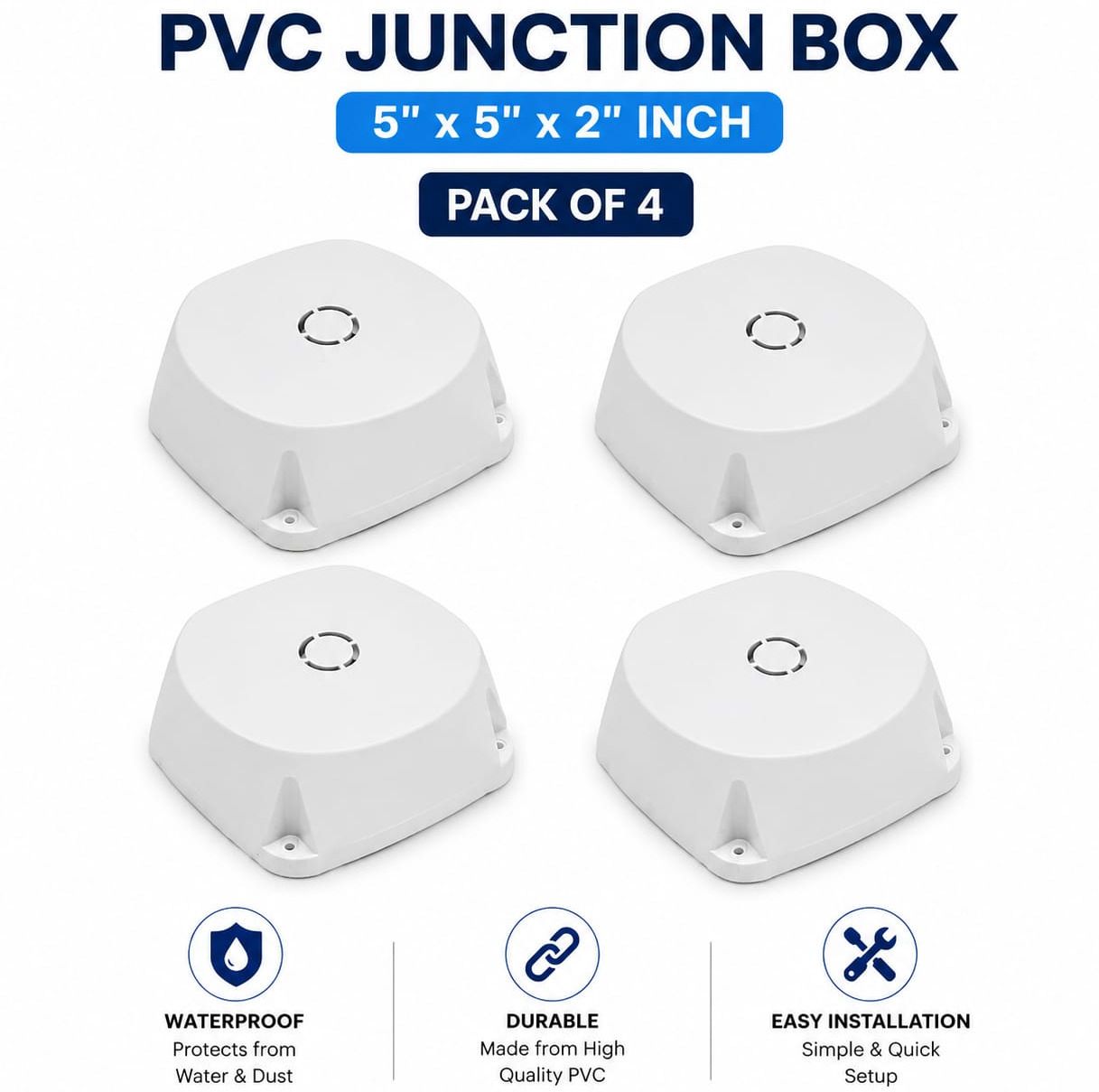 CH Enterprises ( Pack 4 ) 5x5 Inch PVC CCTV Camera Junction Electrical Box White Camera Housing-picture-25