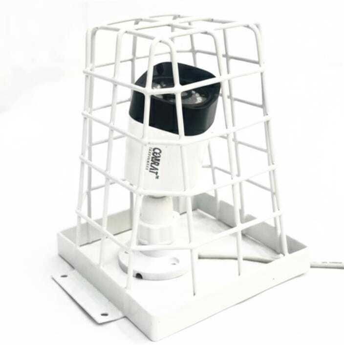 ICON CREATION STAND WALLAH Metal CCTV Cage Protection for Bullet Camera Mount White Pack of 1 Camera Housing