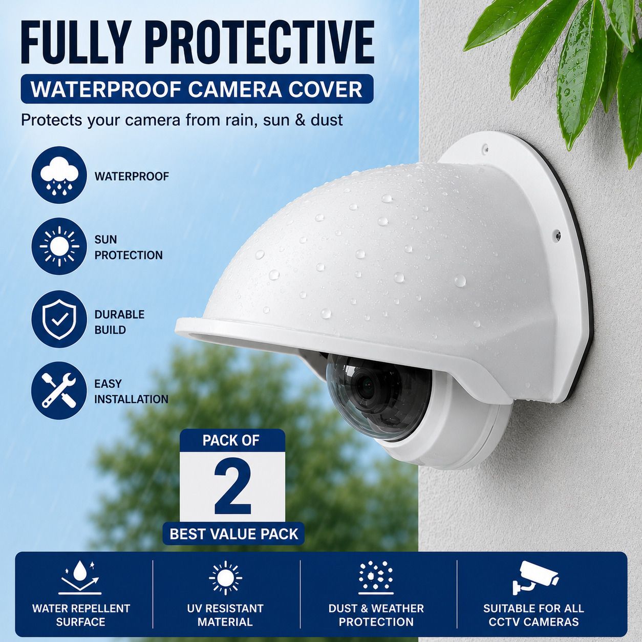 CH Enterprises (pack 2)CCTV Camera Rain Cover Weather Shield Sun Shade for Dome & Bullet CCTV Camera Housing-picture-35
