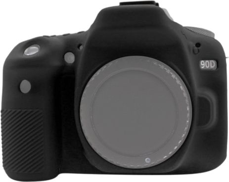 ELFOG Soft Silicone Protective Case for Canon 90 D Camera (Black) Camera Housing