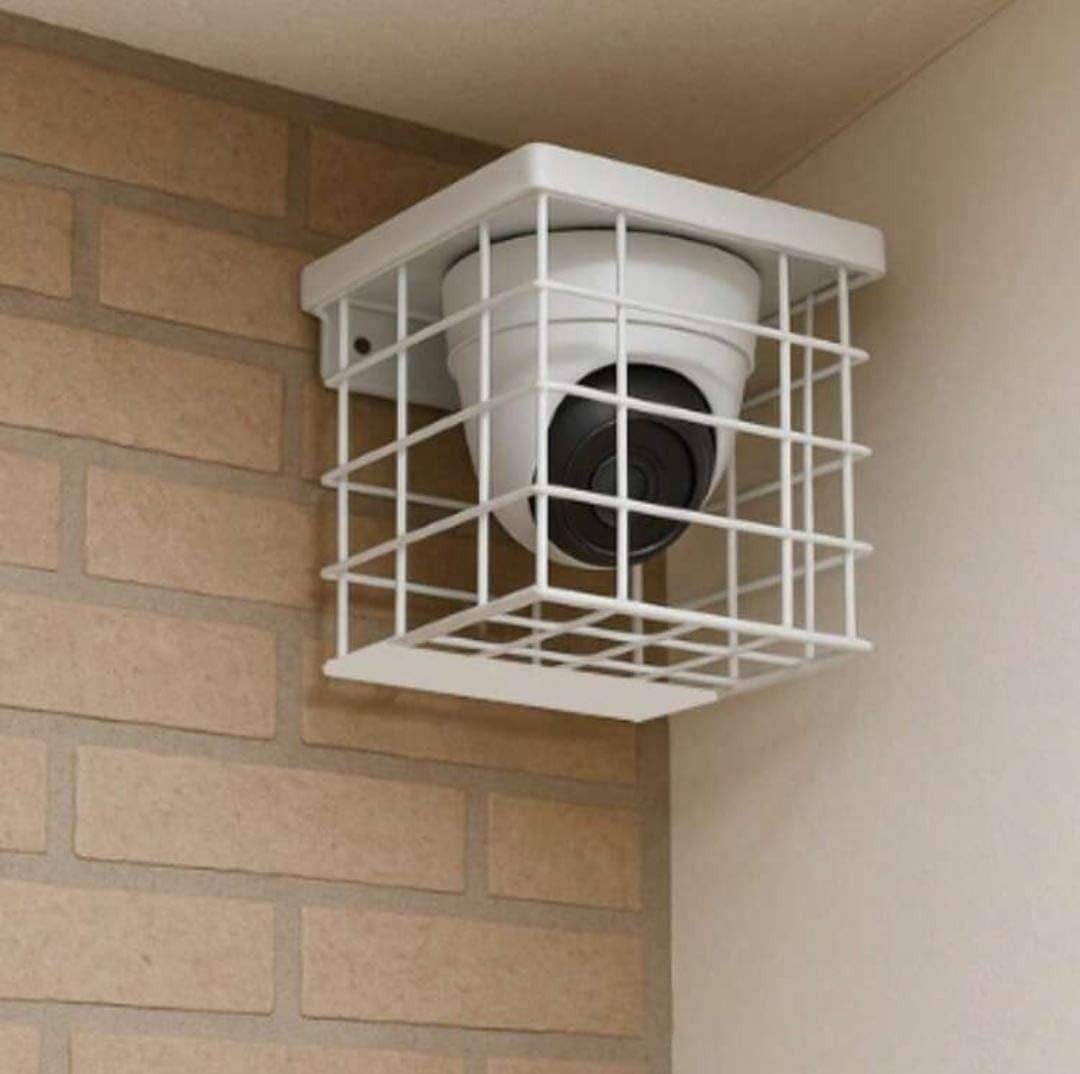 ICON CREATION STAND WALLAH Heavy CCTV Cage Protection for Security Camera WHITE Camera Housing