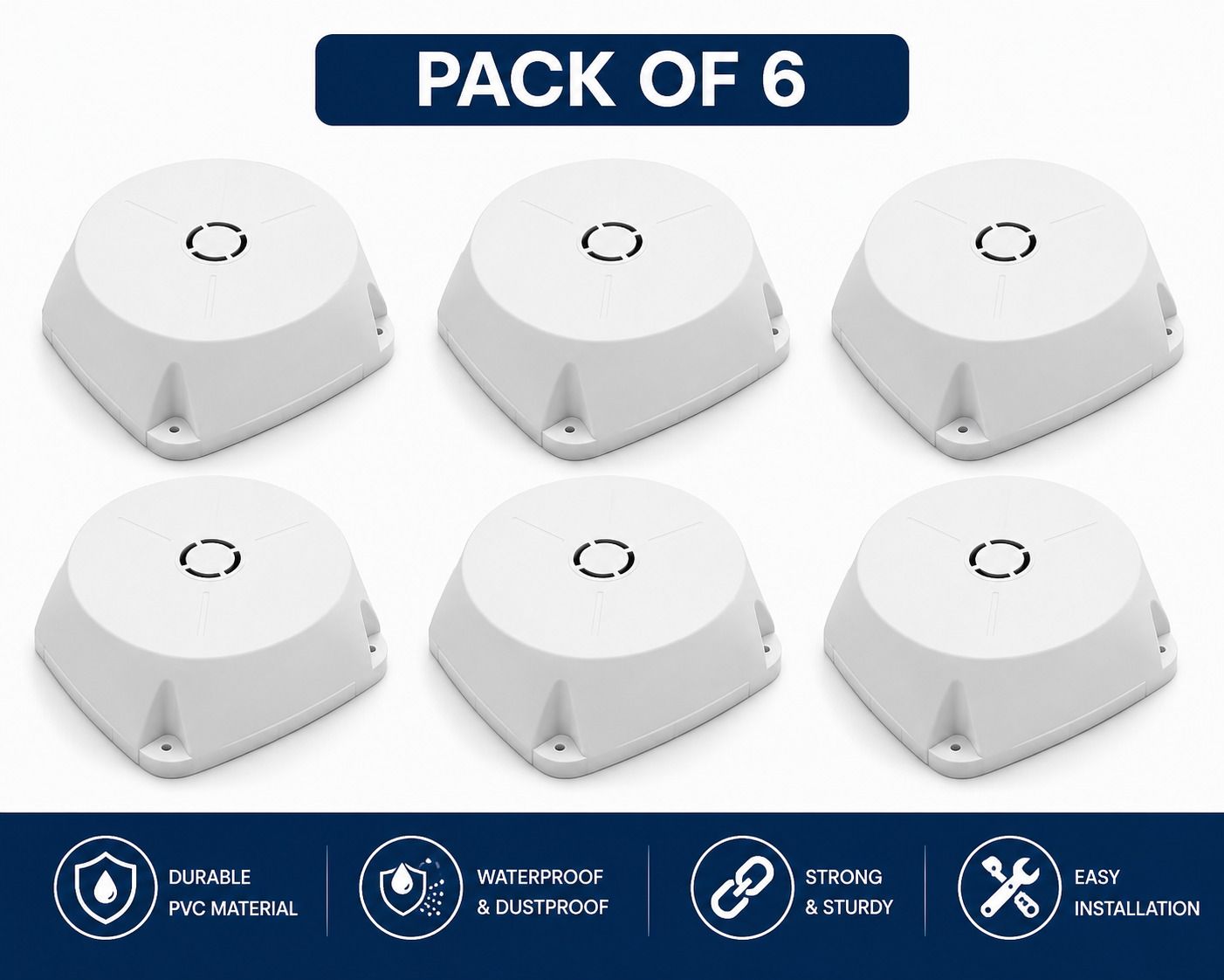CH Enterprises ( Pack of 6 ) CCTV Camera Cable Management PVC Junction Box | White Camera Housing-picture-24