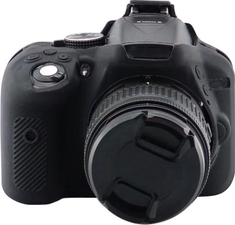ELFOG Soft Silicone Protective Case for Nikon D5300 Camera (Black) Camera Housing