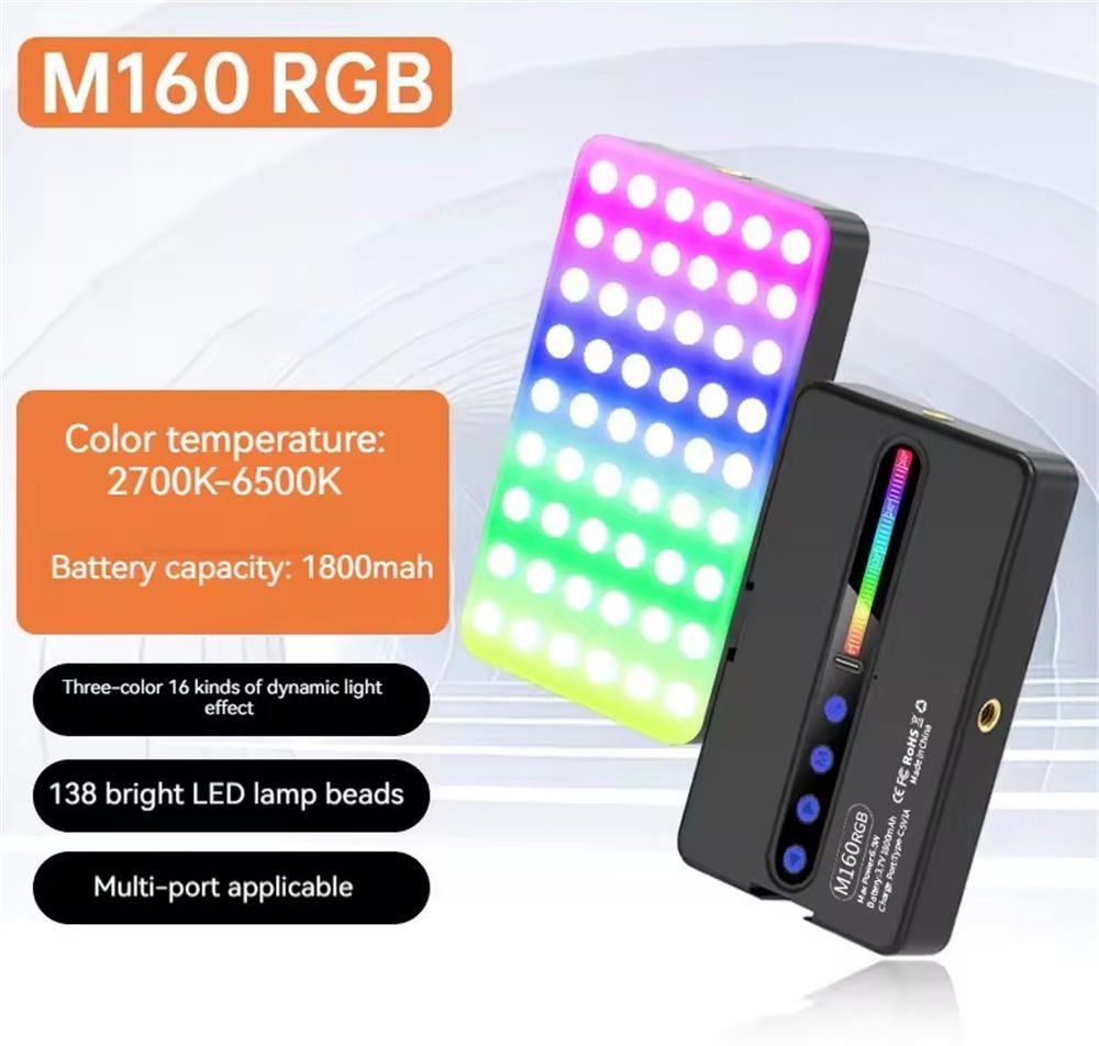 SRR Portable LED Video Light for Camera & Phone Rechargeable Mini Fill Light RGB5 1250 lx Camera LED Light-image-7