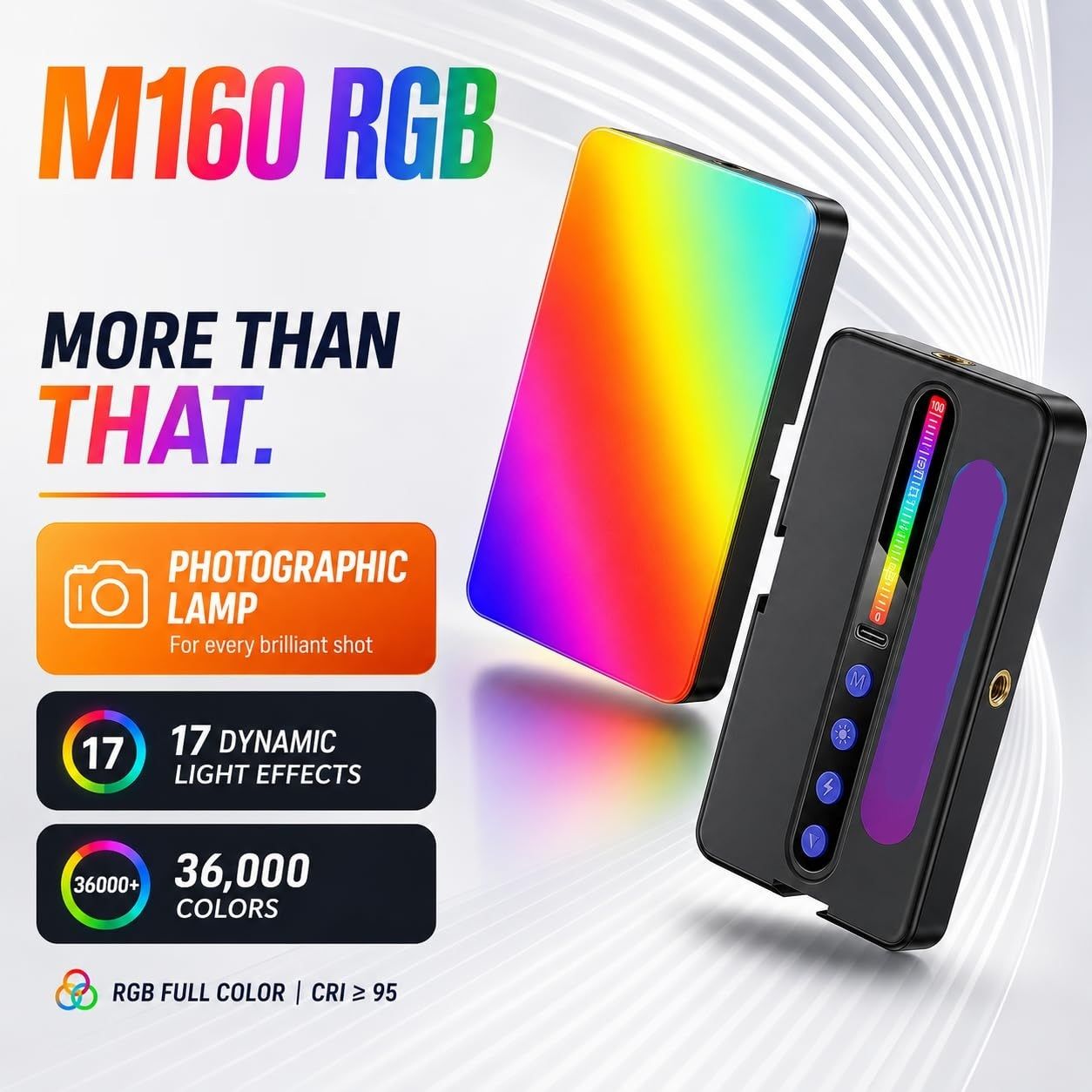 TRUDO M160 RGB Camera Fill Light with 00K-600K Temperature Adjustment 1150 lx Camera LED Light-image-41