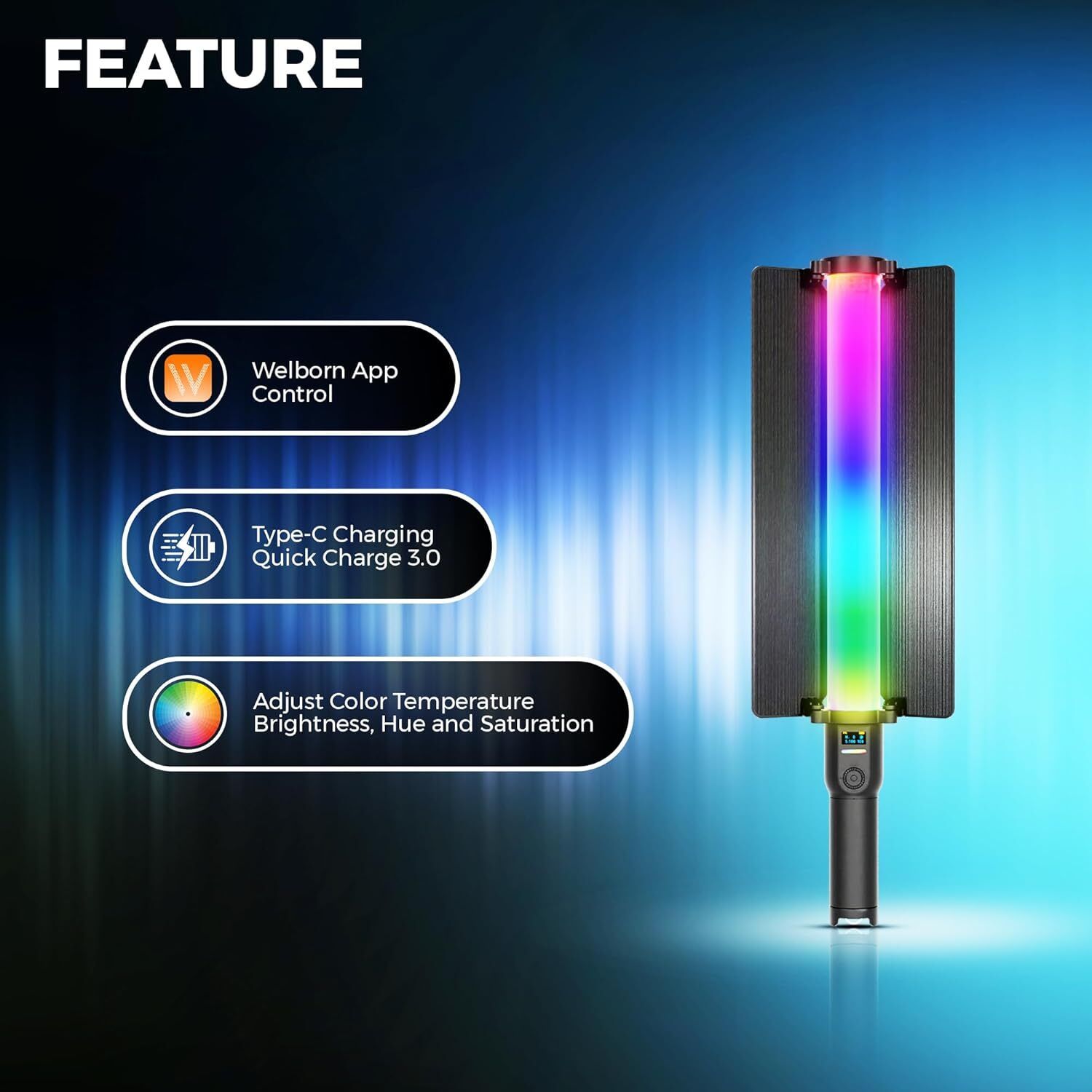 Czech SKE_RGB Handheld LED Light Stick Lighting with WandDoor SZS18 5800 lx Camera LED Light-image-45