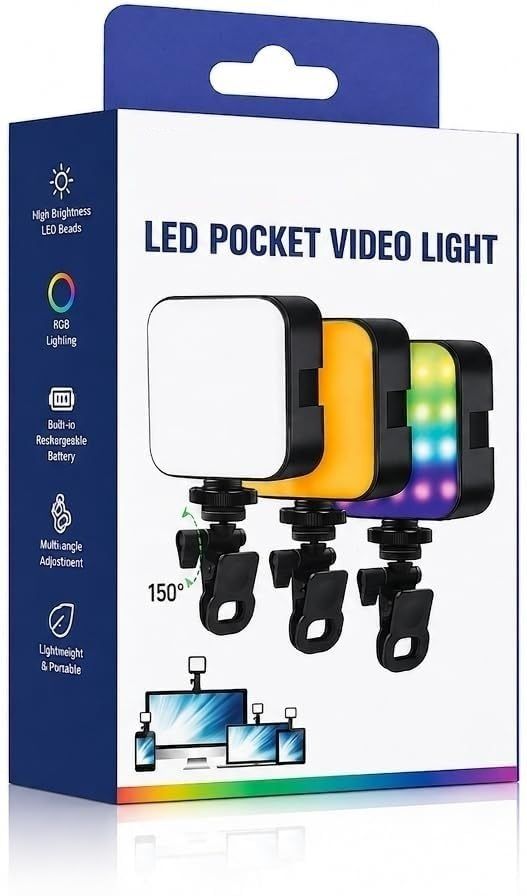 WunderVoX AY-83 RGB Fill Light with Clip for Webcam Mobile & DSLR Camera 1150 lx Camera LED Light-image-27