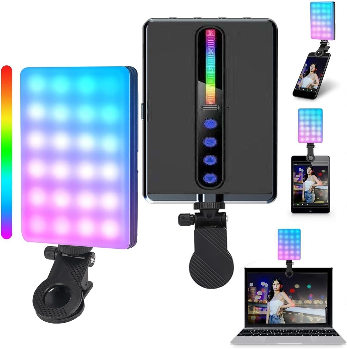 Deoxys LED Selfie Light, 360 Degree Full Color RGB Fill Light 1150 lx Camera LED Light
