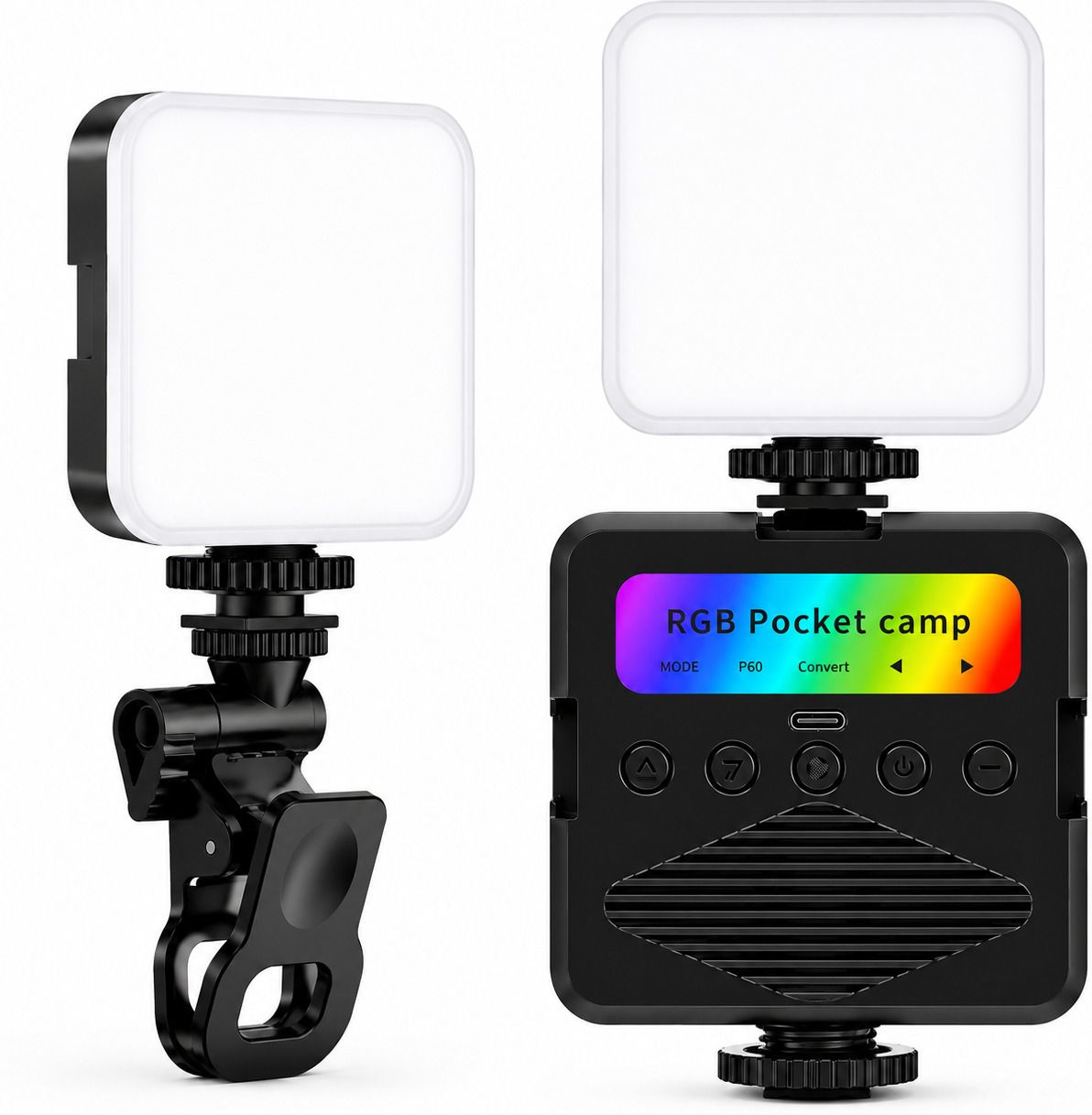 ANSHAURA Compact RGB LED Fill Light with Adjustable Clip for Camera and Smartphone 100 lx Camera LED Light