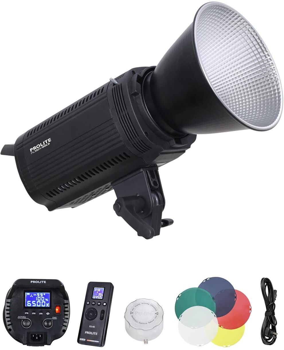 Prolite LiteMax Gold 350W Bi-Color COB LED Video Light, RGBWW Filters, Diffuser & Remote 35500 lx Camera LED Light-image-37