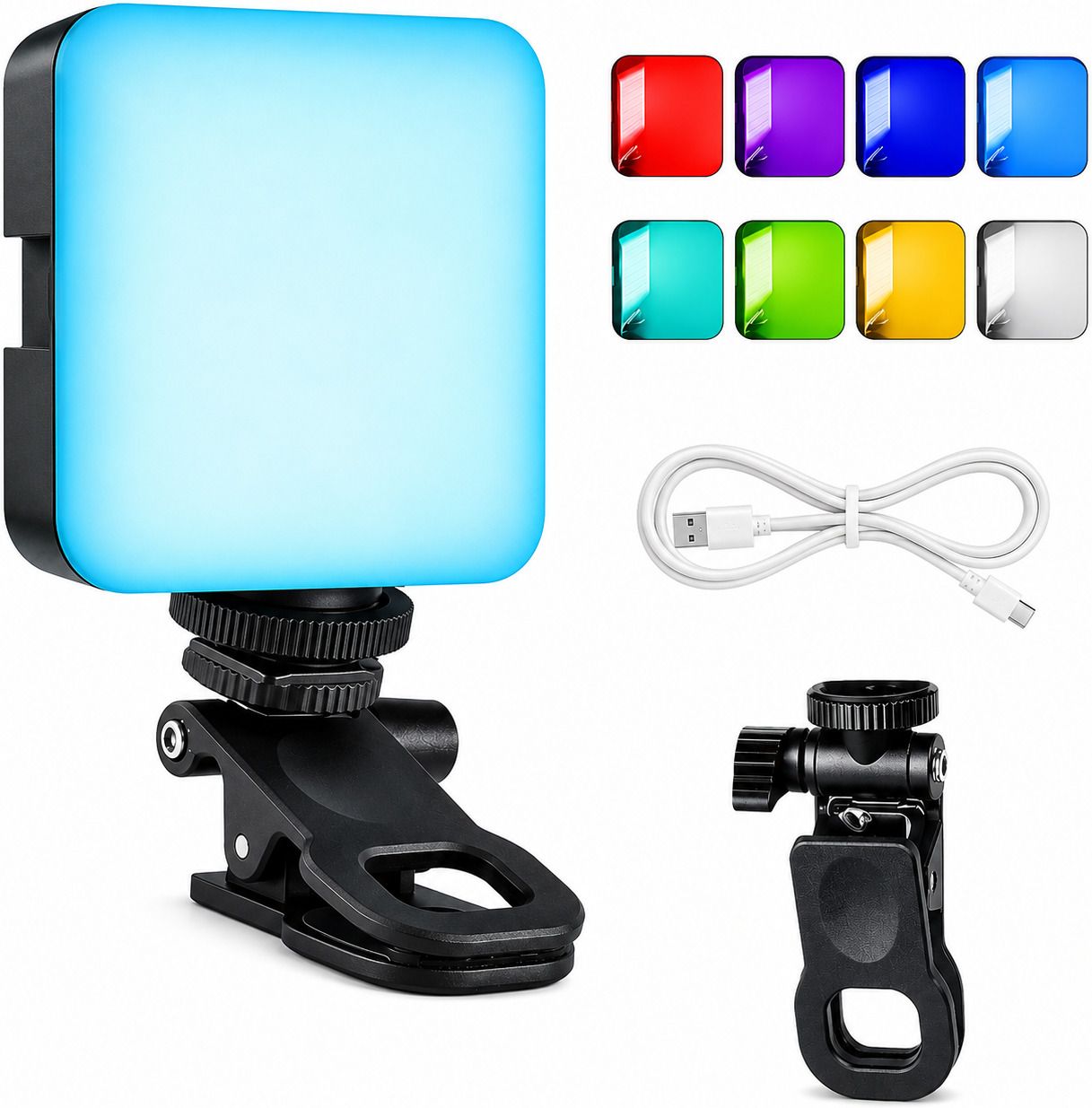 ANSHAURA RGB LED Clip Light for Mobile Camera, Vlogging & Content Creation Use 100 lx Camera LED Light