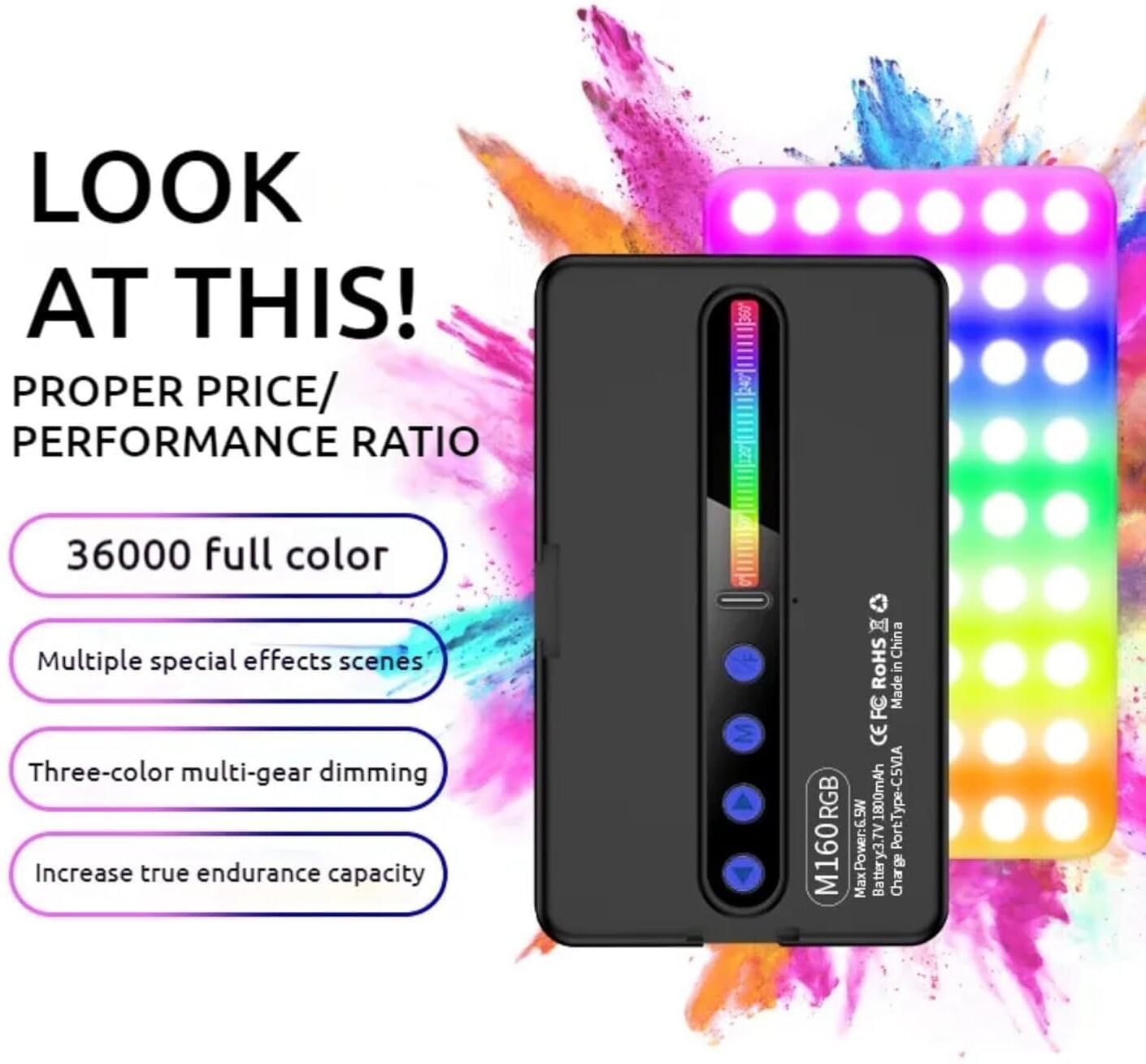 WunderVoX RGB+CCT Video Light for Photography & Videography 1150 lx Camera LED Light-image-32