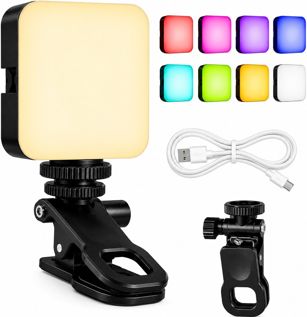 ANSHAURA LED RGB Video Recording Light with Clip Holder for Smartphone & DSLR 100 lx Camera LED Light