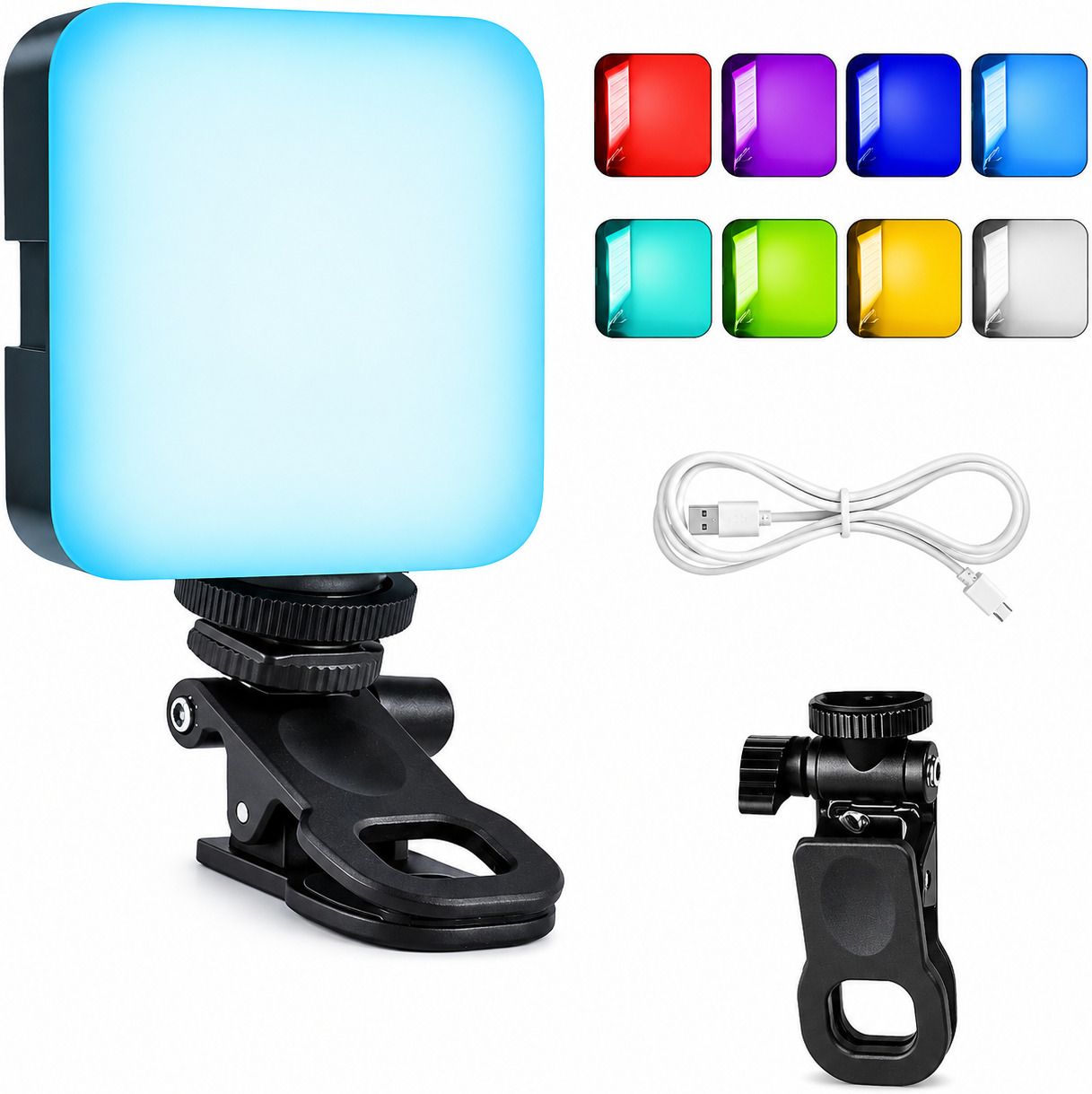 ANSHAURA Portable Camera Fill Light RGB LED with Clip for Makeup & Video Calling 100 lx Camera LED Light-image-36