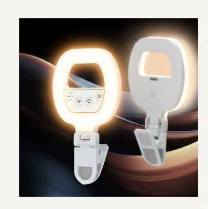 aybor Photography RGB W60 Mini Selfie Ring Light with Clip Portable LED Fill Light 100 lx Camera LED Light-image-47