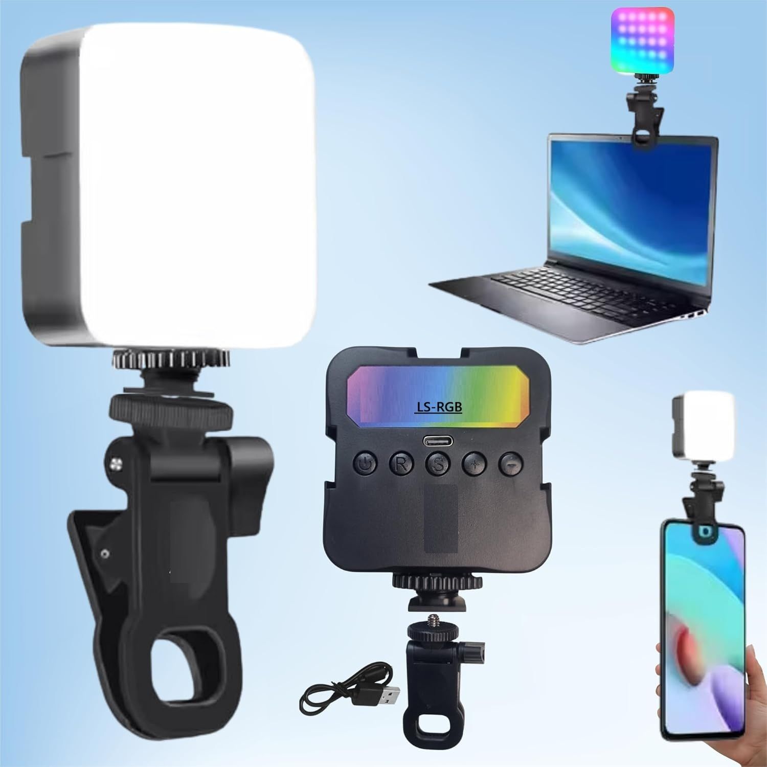 GUOi RGB Pocket Camp LED Light | Mini On-Camera Video Light for YouTube & Reels 100 lx Camera LED Light