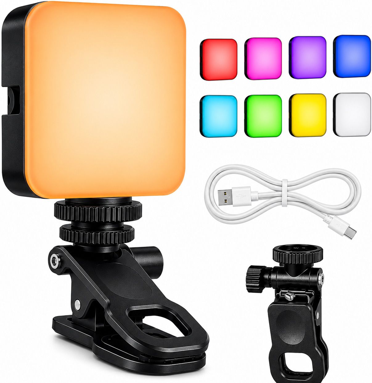 ANSHAURA Rechargeable Mini RGB Fill Light for Video Shoot, Selfie & Photography 100 lx Camera LED Light-image-49