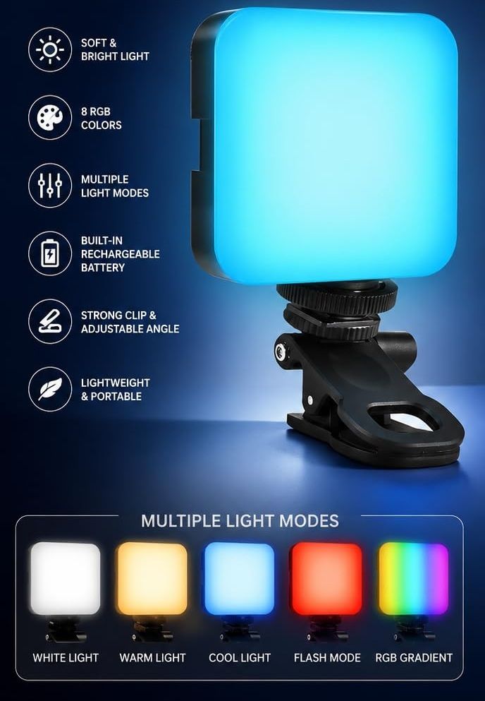 TRUDO AY-83 RGB LED Pocket Lamp for Vlogging Content Creation 1150 lx Camera LED Light-image-17
