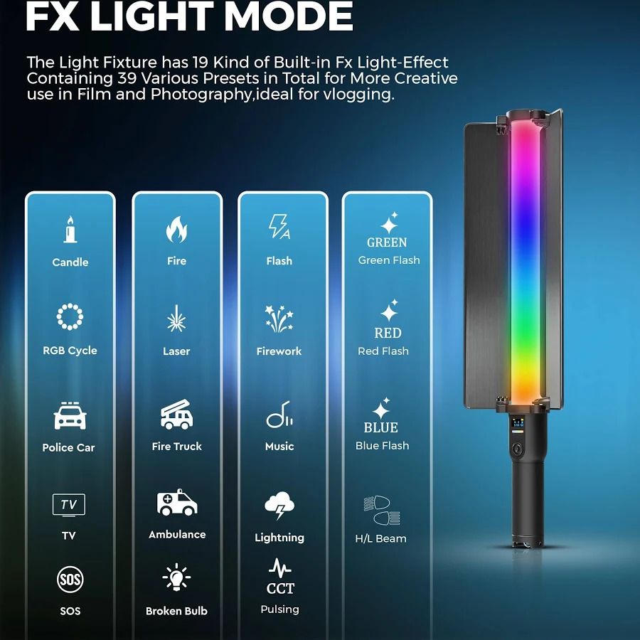 Czech Handheld RGB Light Wand LED Video Light Stick SGC29 5800 lx Camera LED Light-picture-20