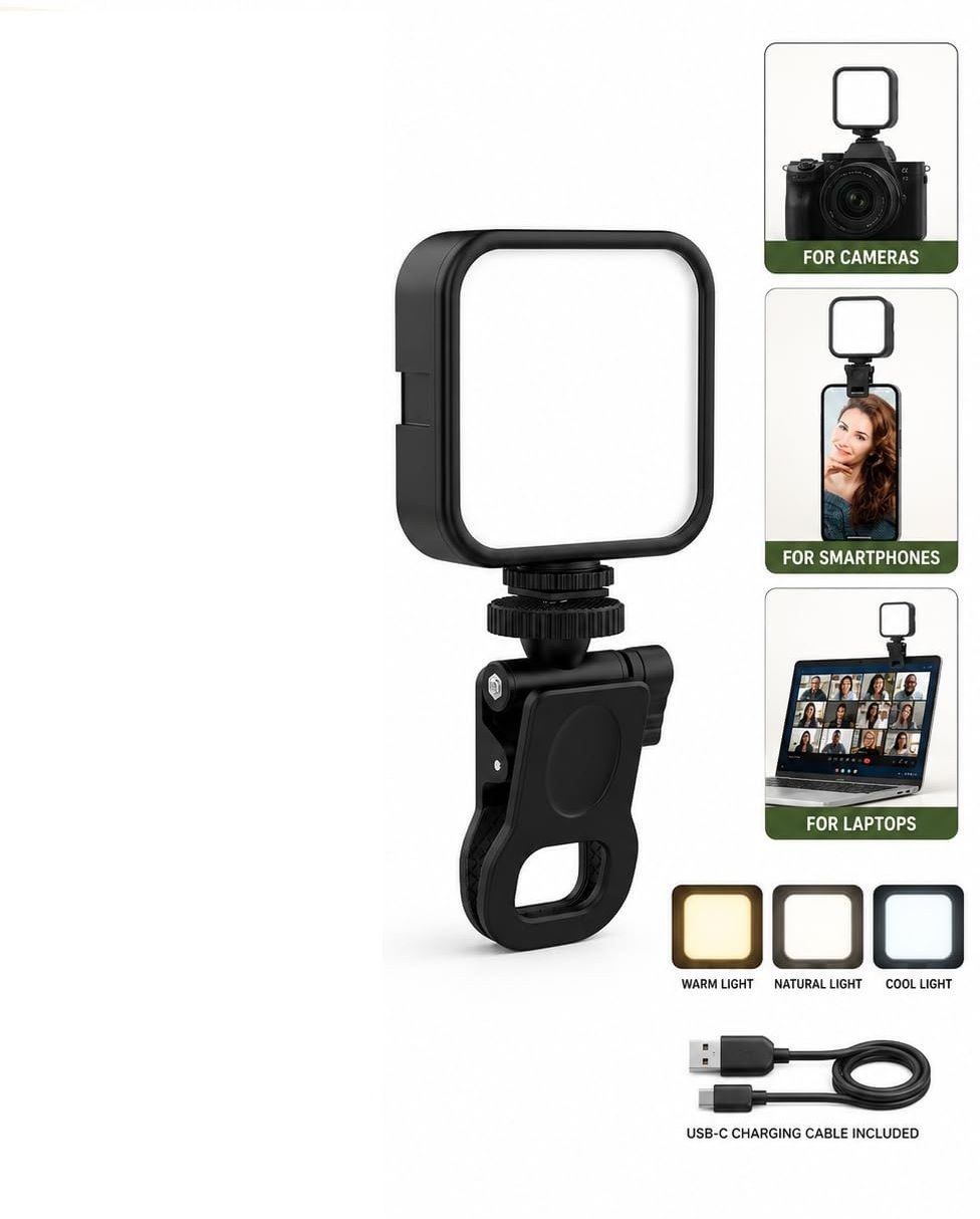 WunderVoX AY-83 RGB Video Fill Light for Webcam Laptop & Desktop Monitor 1150 lx Camera LED Light-image-23