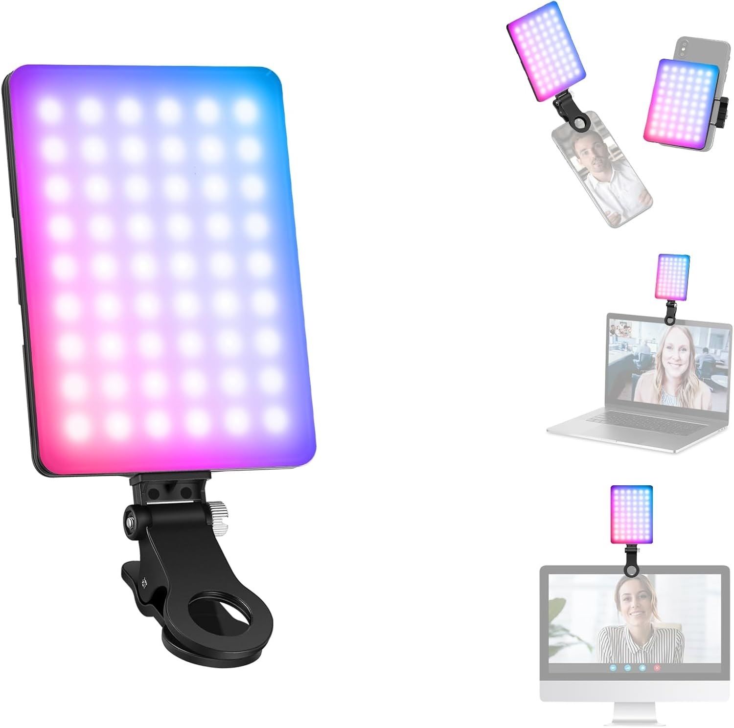 Clefairy 138 LED Selfie Light High Power Rechargeable Clip Fill Video Light 1000 lx Camera LED Light
