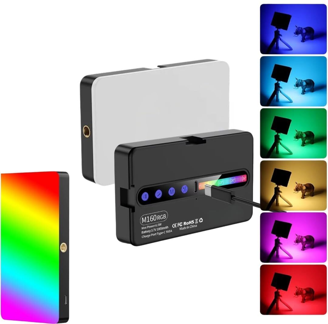 WunderVoX M160 RGB Video Light Mini Portable Lighting Kit for Vloggers 1150 lx Camera LED Light-image-38