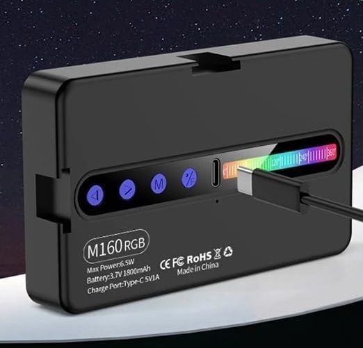 WunderVoX M160 RGB LED Light 00K-600K for Professional Video Recording 1150 lx Camera LED Light-image-28