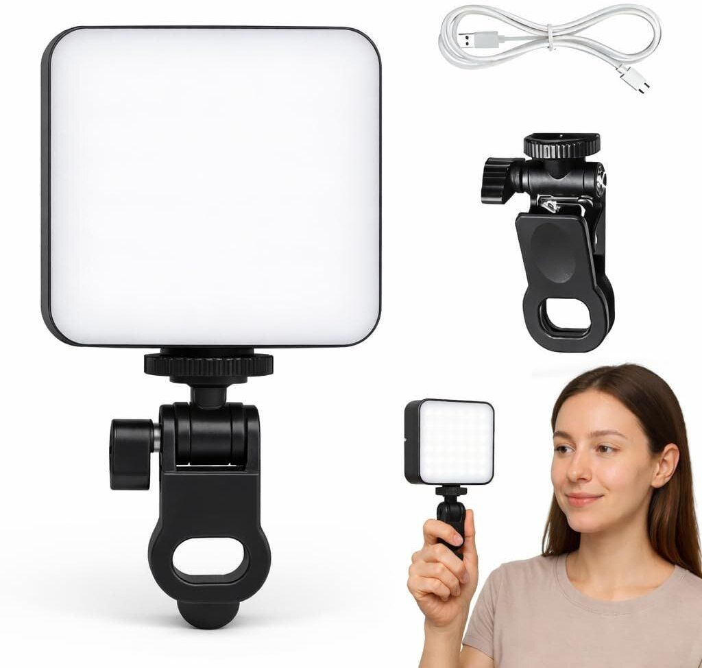 shukan enterprise Mini Clip-On LED Selfie Light for Phone & Laptop – Rechargeable 900 lx Camera LED Light-image-34