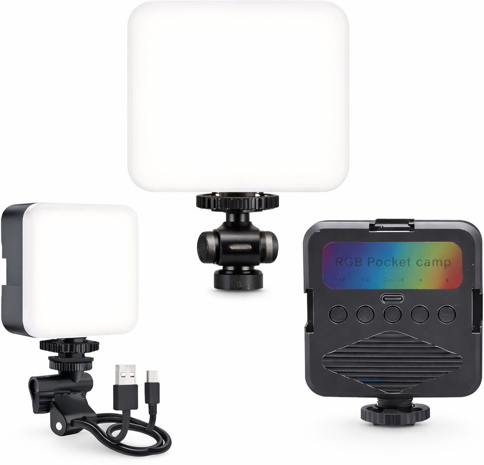 ANSHAURA Pocket RGB LED Video Light, Rechargeable Camera Light for Creators & Vlogging 800 lx Camera LED Light