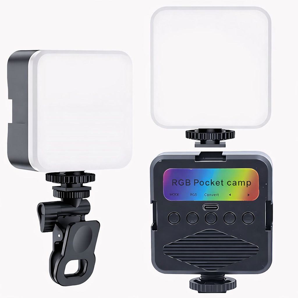 ANSHAURA LED Pocket Video Light with Adjustable Brightness, USB Rechargeable, Clip-On 100 lx Camera LED Light