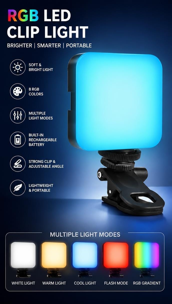 WunderVoX AY-83 Portable RGB Fill Light for Mobile Filmmaking & Photography 1150 lx Camera LED Light-image-43