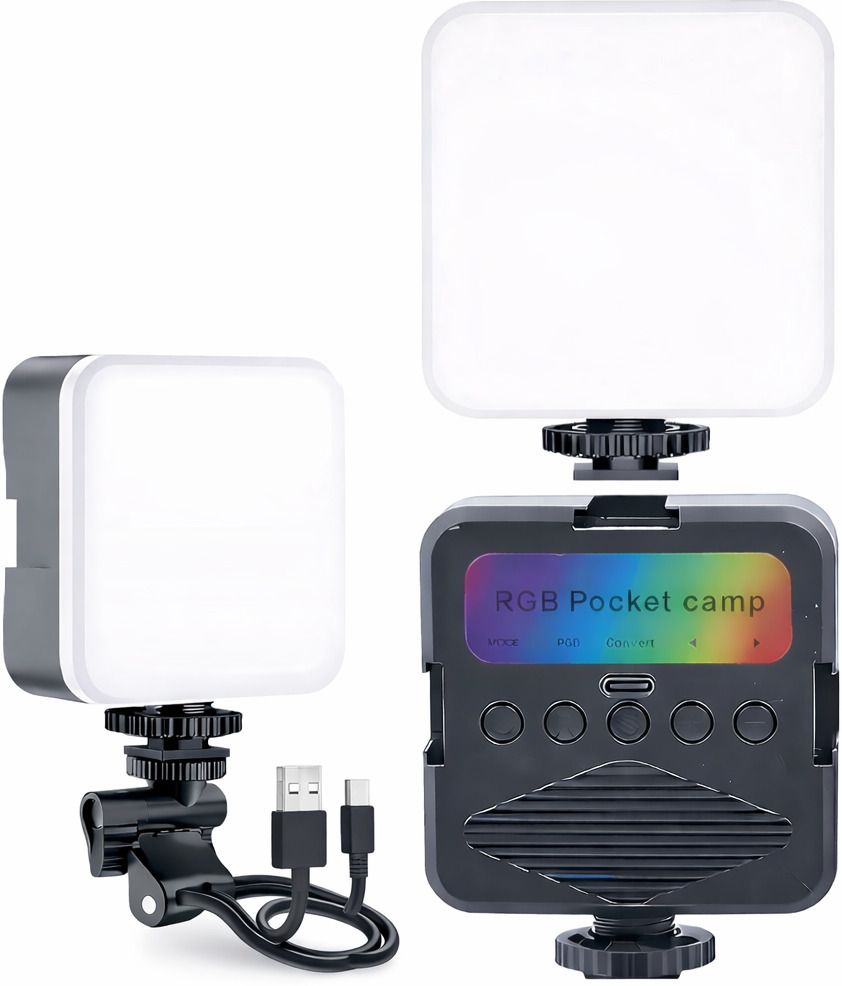 ANSHAURA Mini RGB LED Video Light with Adjustable Brightness & USB Rechargeable Clip 100 lx Camera LED Light