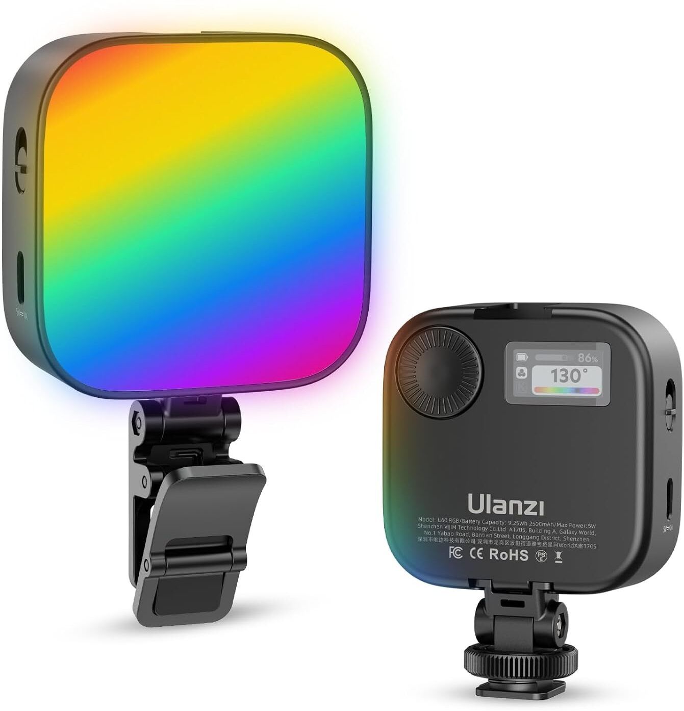 ULANZI U60 RGB LED Video Light 360° Portable Camera Light Panel 400 lx Camera LED Light-picture-27