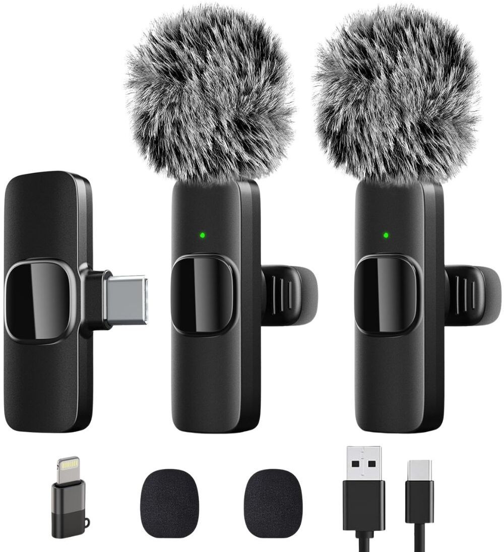 GADGETSWEAR AI K9 Dual Wireless Furry Microphone, Noise Cancellation, For Youtube, Vlogging Camera Microphone-picture-29