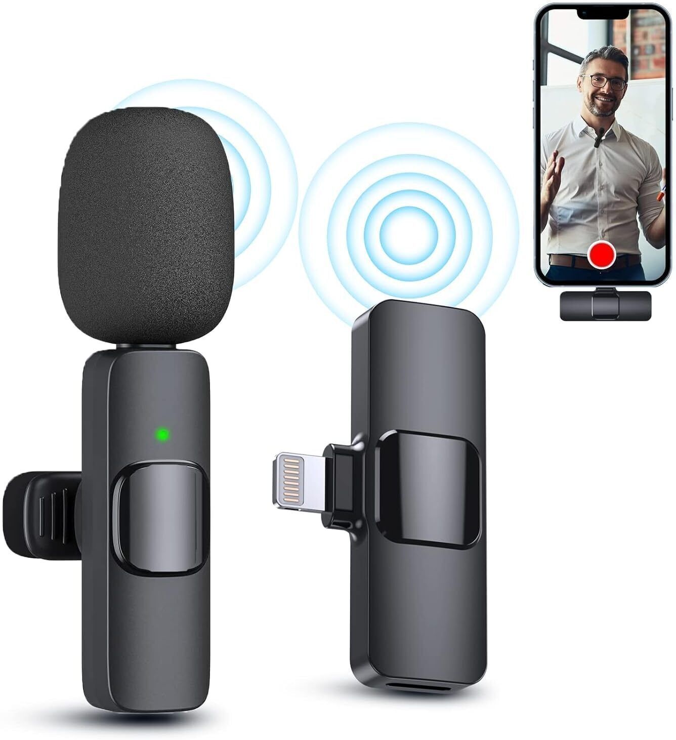 Perfx Wireless Collar Microphone for Android & iPhone & Clip Mic Recording insta reels Camera Microphone-image-0