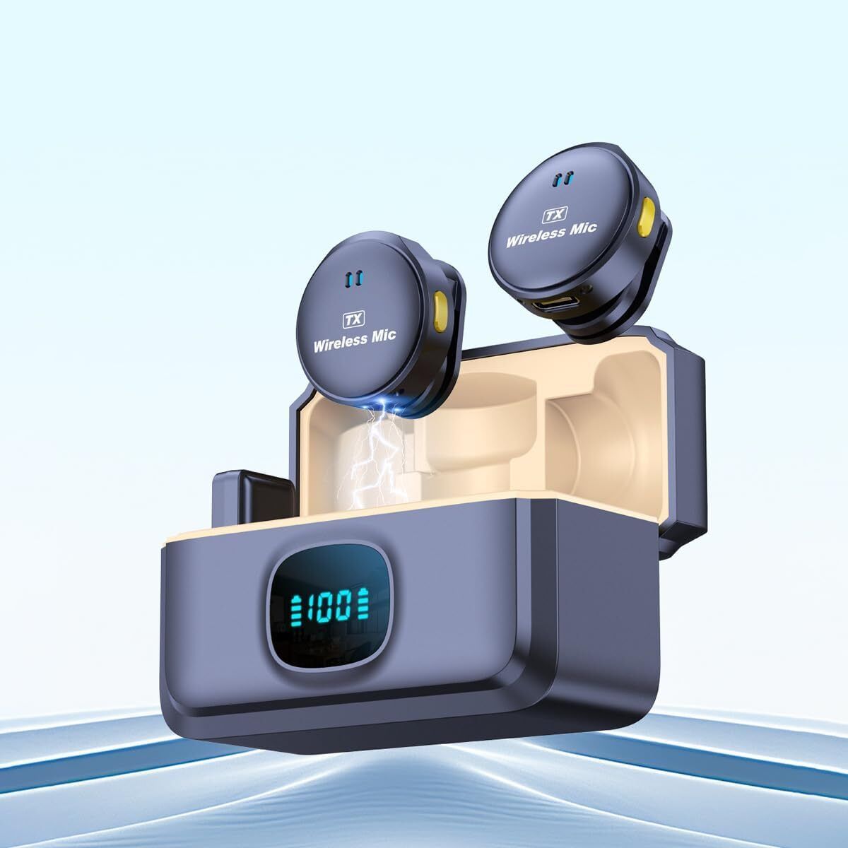 Wireless Lavalier Lapel Dual Mic with Round Button for Vlog,YouTube Microphone Microphone