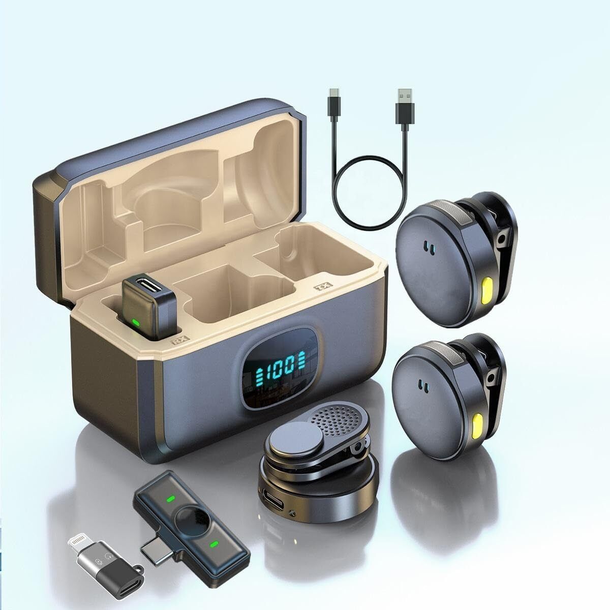 BfsTeckt Q8 Wireless Mic with Display & Magnetic Clip | Clear Audio Mic Camera Microphone