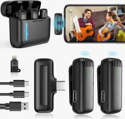 Pyrros One-to-TwoWirelessMicrophonewith NoisReductionPerfect forType-C & iPhone Camera Microphone image 1