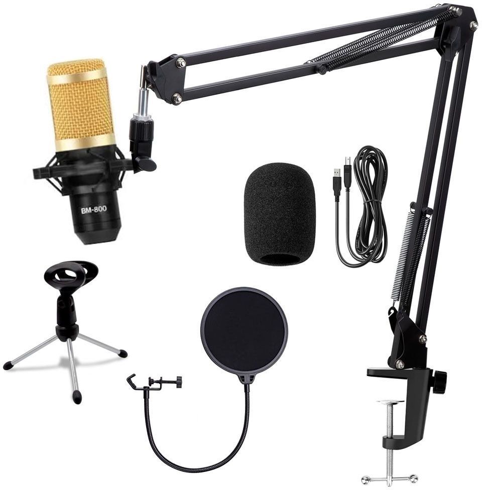 DawnRays Condenser Microphone Set for Studio Recoding with Two Mic Stand for Youtube Camera Microphone-picture-34