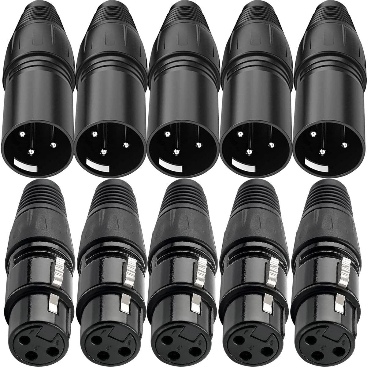 DawnRays High Quality 3-Pin XLR Male Female Solder Connectors 10Pc Nickel Zinc Alloy Camera Microphone-picture-22