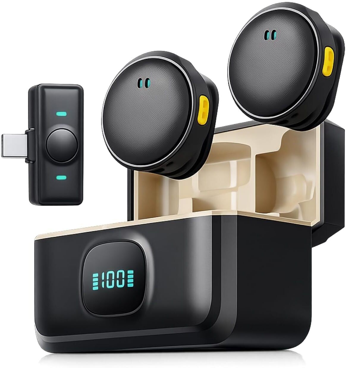 QQLIKE DJ-MIC mini Portable Wireless Lavalier Mic with Battery Display Camera Microphone-picture-10