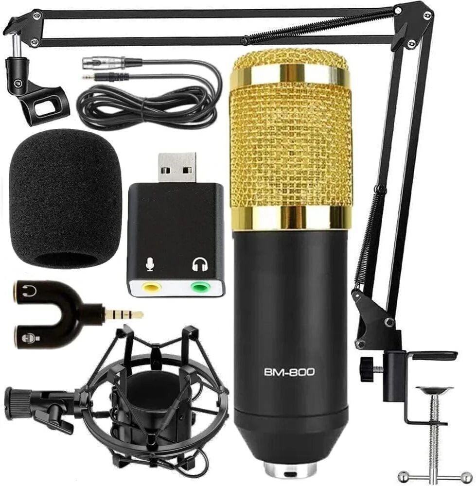 DawnRays Podcast Condenser Microphone Set with Sound Card for Recording Mic for Youtube Camera Microphone-picture-18
