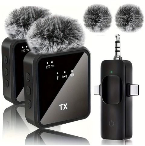 Doz 3-in-1 Universal Wireless Microphone with 10H Battery Life for All Smartphones Camera Microphone-image-42