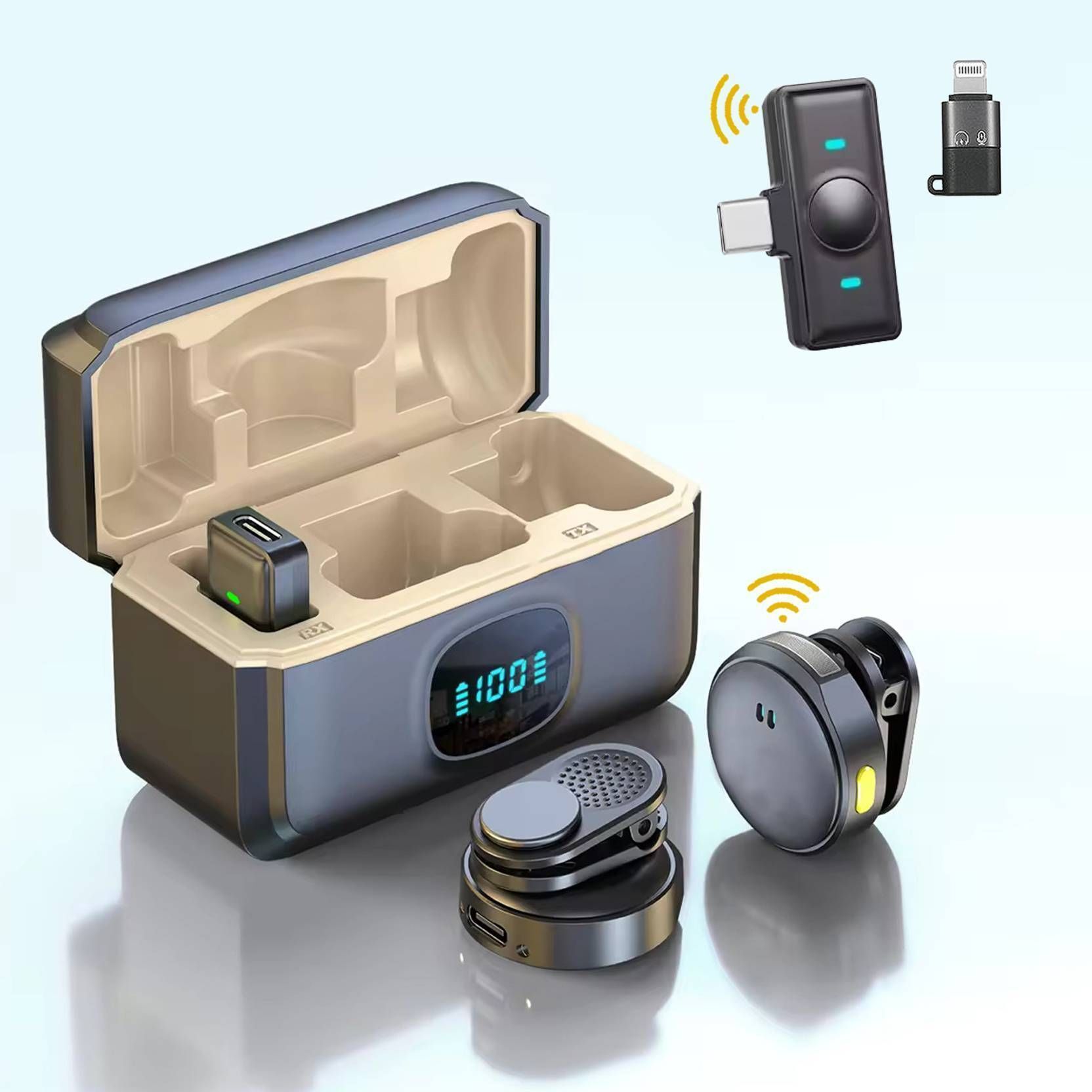 HK HUB Q8 Compact Wireless Microphone with Charging Case Camera Microphone-image-14