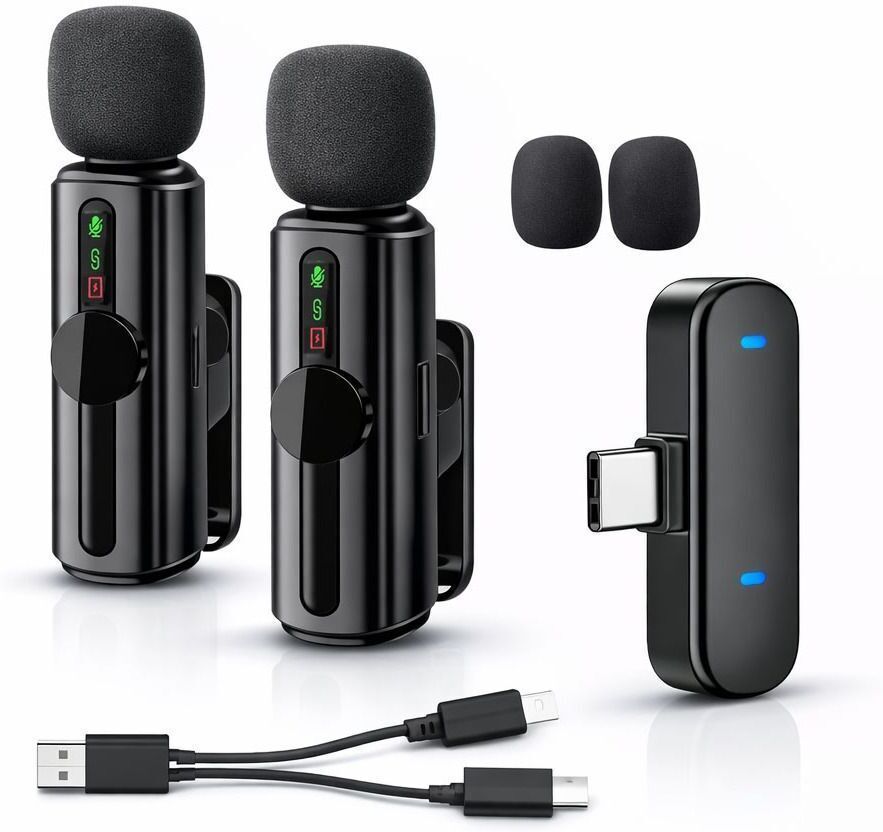 DawnRays Wireless Microphone with Receiver Dual Lavalier Mic for YouTube Vlogging Podcast Camera Microphone-image-39