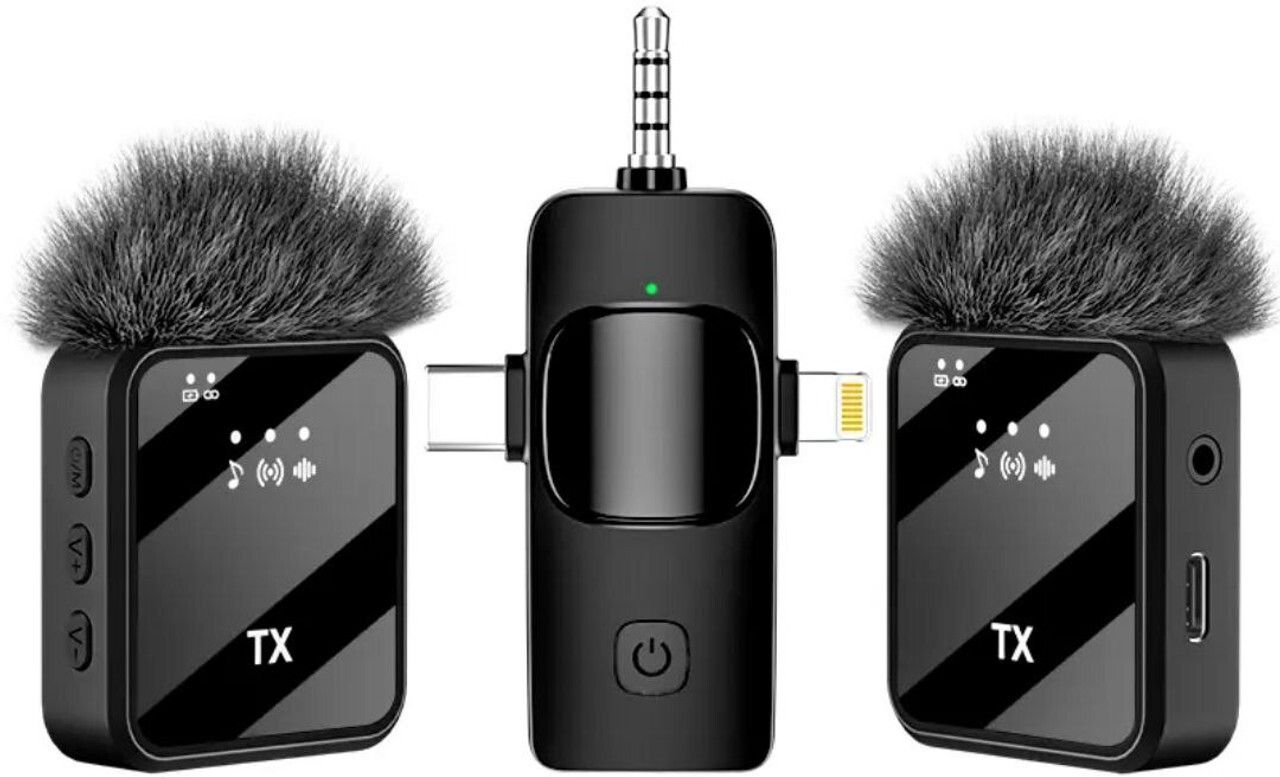 WauroNix F11-2 3-in-1 Wireless Lavalier Mic | For Android, iPhone & Camera Camera Microphone-image-44