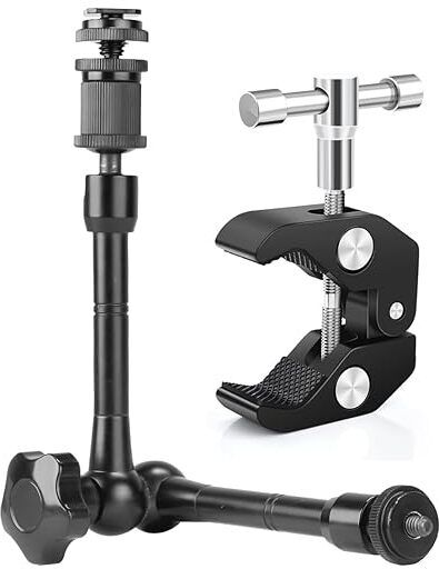 Clickgone 11 Inch Magic Arm with Super Clamp, 360° Ball Head, 1/4 & 3/8 Thread Mount Magic Arm With C Calmp Camera Rig-image-30